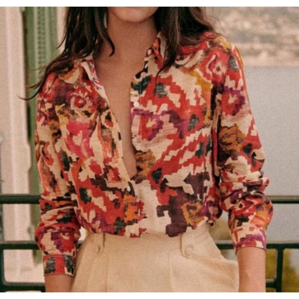 Sezane Multicolor Abstract Blouse